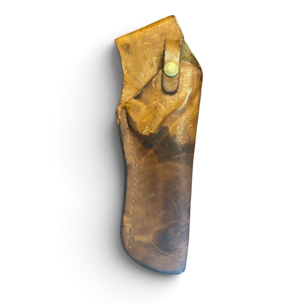 Vintage Brown Leather Pistol Holster Made in Canada Distressed Western Belt Loop